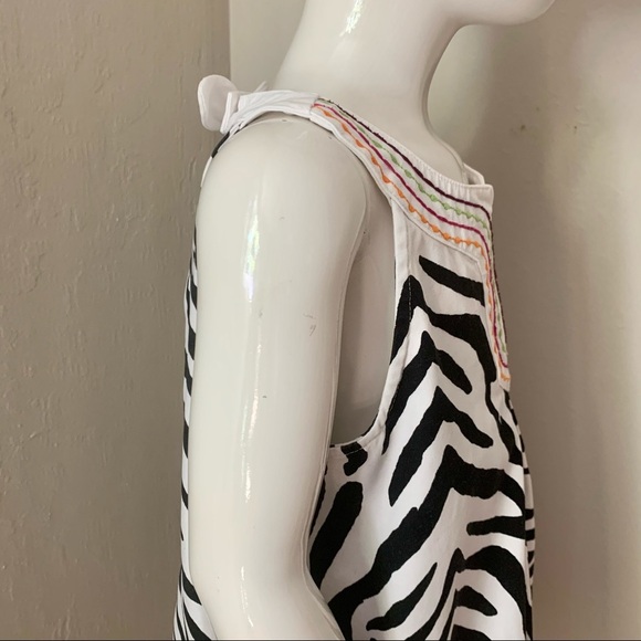 GYMBOREE Wild For Zebra Print Embroidered 100% Cotton Dress Sleeveless Size 7 - Picture 8 of 11
